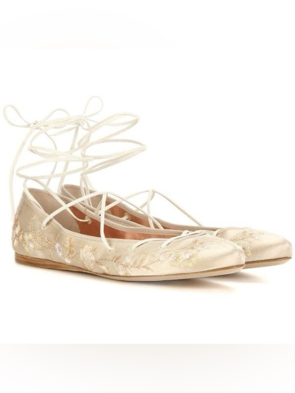 ETRO Milano Spring 2016 Runway Collection embroidered satin lace-up ballet flats